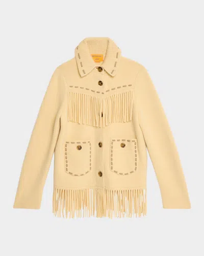 Guest In Residence Western Fringe Cashmere-wool Knit Jacket In Brown