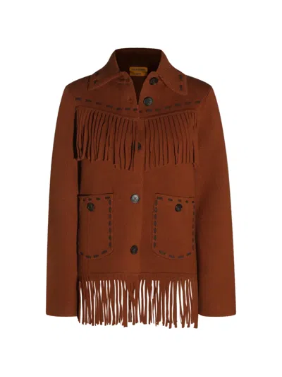 Guest In Residence Western Fringe Trimmed Cashmere Jacket In Brown