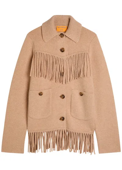 Guest In Residence Western Fringe Wool-blend Cardigan In Brown