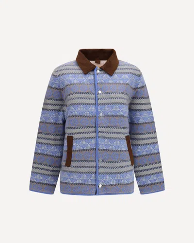 Guest In Residence Blue Western Industry Jacket With Jacquard Pattern In Multi