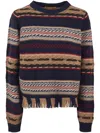 Guest In Residence Western Fringed Striped Wool And Cashmere-blend Sweater In Multi