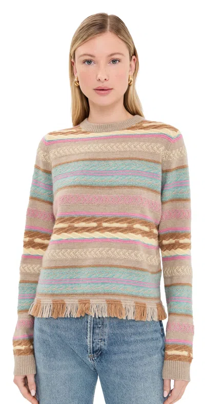 GUEST IN RESIDENCE WESTERN STRIPE CREW PULLOVER TAUPE COMBO