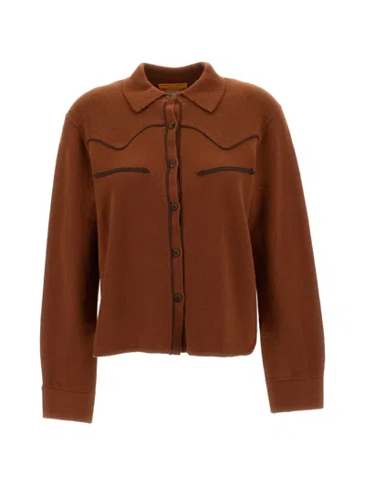 Guest In Residence Western-style Contrast-piping Cardigan In Brown