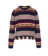Guest In Residence Western Fringed Striped Wool And Cashmere-blend Sweater In Blue