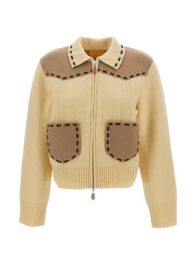 Guest In Residence Whipstitch-trim Panelled Jacket In Neutral
