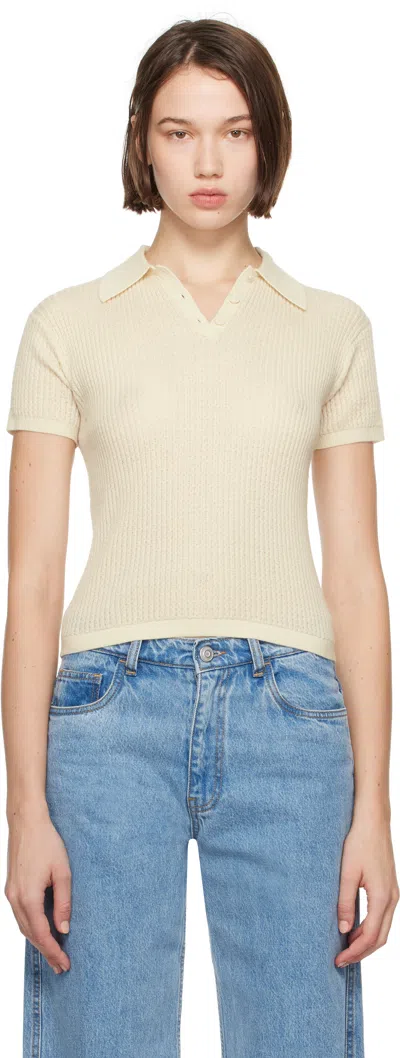 Guest In Residence White Shrunken Polo In Cre Cream