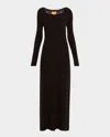 Guest In Residence Wide Rib Cashmere Maxi Dress In Black