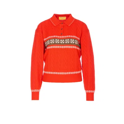 Guest In Residence Women Cable Collegiate Polo Sweater In Red