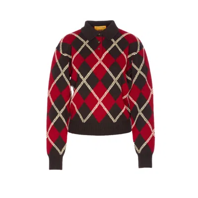 Guest In Residence Women Collegiate Argyle Polo In Brown