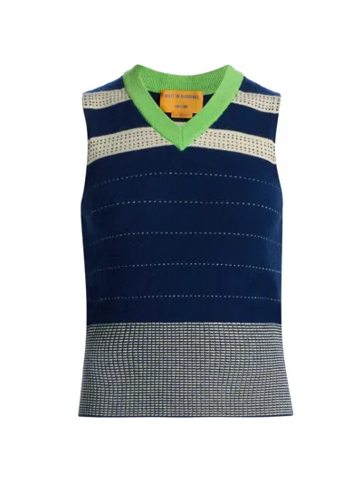 Guest In Residence Women's Collegiate Stripe Cashmere Sweater Vest In Blue