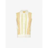 GUEST IN RESIDENCE GUEST IN RESIDENCE WOMEN'S CREAM/CITRINE/ORANGE PLAZA STRIPED COTTON-KNIT TOP