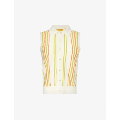 Guest In Residence Plaza Striped Cotton-knit Top In Cream/citrine/orange