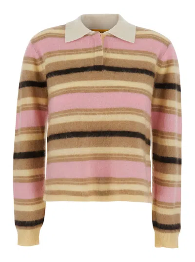 Guest In Residence Grizzly Cropped Rugbby Polo Shirt In Multi