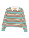 Guest In Residence Cropped Striped Cashmere Polo Shirt In Blue