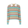 Guest In Residence Cashmere Cropped Stripe Rugby Pullover Glacier Combo In Multi