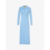 GUEST IN RESIDENCE GUEST IN RESIDENCE WOMEN'S DENIM BLUE SHOWTIME LONG-SLEEVED COTTON AND SILK-BLEND MIDI DRESS