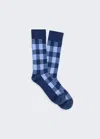 Guest In Residence Gingham Socks In Midnight In Blue