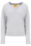 GUEST IN RESIDENCE WOMEN'S GREY CASHMERE SWEATER WITH DEEP V-NECKLINE
