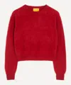 Guest In Residence Rich Red Cashmere Crew Sweater With Ribbed Detailing In Red