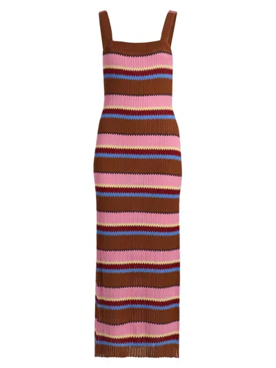 Guest In Residence Palazzo Striped Ribbed-knit Maxi Dress In Multi