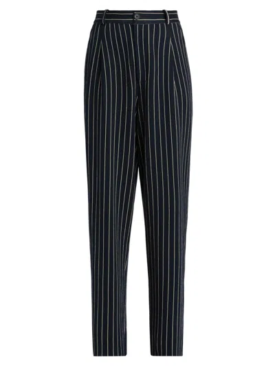 Guest In Residence Carpenter Pinstriped Cotton And Silk-blend Knit Straight-leg Pants In Blue