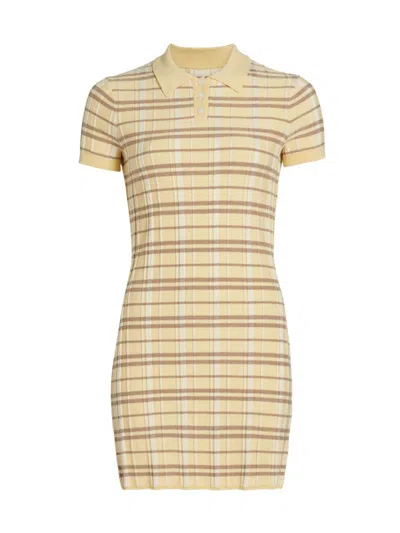 Guest In Residence Women's Plaid Silk-linen Polo Minidress In Yellow