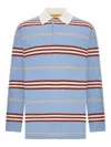 Guest In Residence Striped Cashmere Polo Jumper In Blue