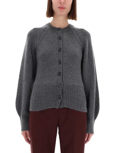 Guest In Residence Sculpted Crewneck Cashmere Cardigan In Gray