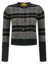 Guest In Residence Shadow Plaid Cardigan With Textured Knit In Multi