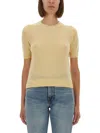 Guest In Residence Cashmere Short-sleeve Sweater In Gold