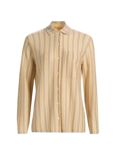 Guest In Residence Showtime Striped Cashmere Shirt In Yellow