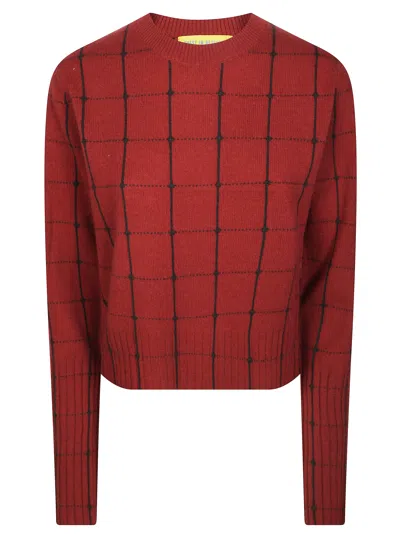 Guest In Residence Shrunken Checkered Sweater In Red