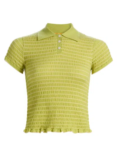 Guest In Residence Smocked Shrunken Polo In Green