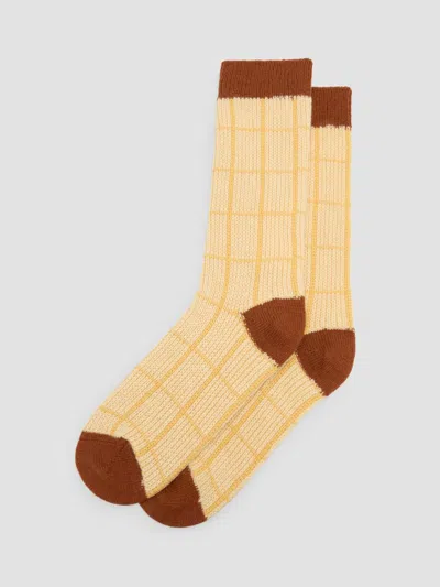 Guest In Residence Women's The Checker Cashmere Soft Socks In Butter Combo