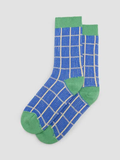 Guest In Residence Women's The Checker Cashmere Soft Socks In Reservoir Combo