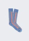 Guest In Residence Women's Vertical Stripe Socks In French Blue/cream/cherry In Multi