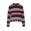 Guest In Residence Western Fringed Striped Wool And Cashmere-blend Sweater In Blue