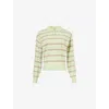 Guest In Residence Womens Mint Combo Collegiate Striped Cashmere-knit Polo Shirt