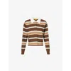 Guest In Residence Womens Chestnut Combo Cropped Striped Cashmere Rugby Shirt In Brown