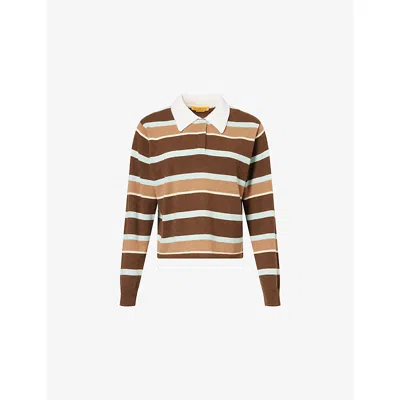 Guest In Residence Womens Chestnut Combo Cropped Striped Cashmere Rugby Shirt In Brown