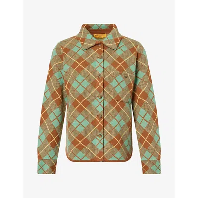 Guest In Residence Dylan Checked Cashmere Cardigan In Multi
