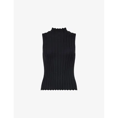 Guest In Residence Womens Black Regular-fit Mock-neck Cashmere-knit Top Xs