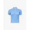 Guest In Residence Womens French Blue Shrunken Knitted Cashmere Polo Shirt Xs