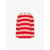 Guest In Residence Cashmere Long-sleeve Striped Rugby Top In Dune True Red Stripe