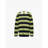 Guest In Residence Womens Midnight Matcha Stripe-pattern Relaxed-fit Cashmere Rugby Polo Shirt In Midnight Matcha