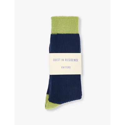 Guest In Residence Womens Midnight Matcha The Soft Knitted Cashmere Ankle Socks