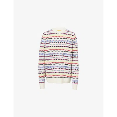 Guest In Residence Womens Lodge Patterned Wool And Cashmere Jumper Cream Combo
