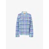 Guest In Residence Womens Plaid Knitted Cashmere Shirt Cobalt Combo In Cobalt Combo