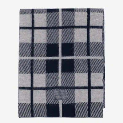 Guest In Residence Wool And Cashmere Scarf With Check Pattern In Blue