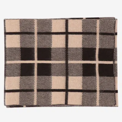 Guest In Residence Wool And Cashmere Scarf With Check Pattern In Brown